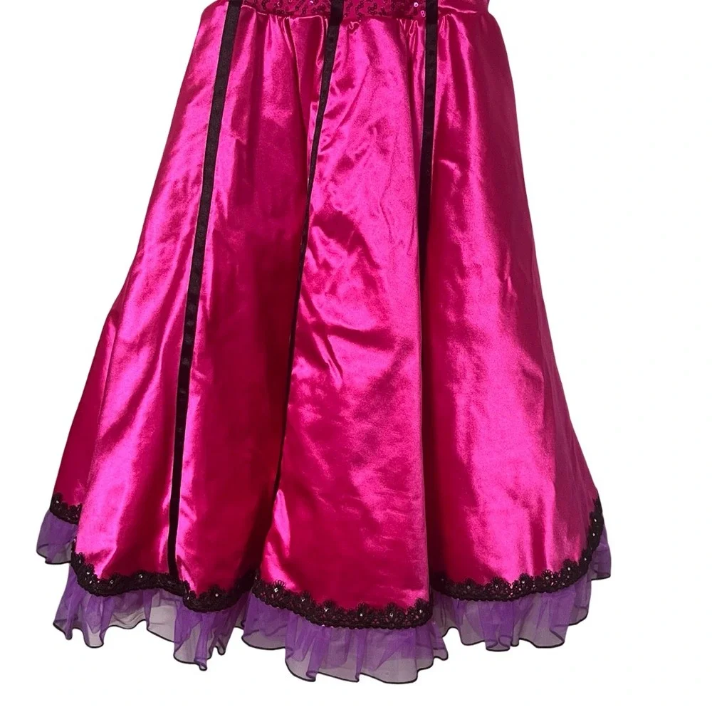 Weissman Girls Pink Sequin Dance Costume Dress Can You Can Can Size MC (10/12) - Picture 7 of 12